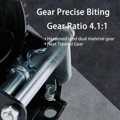 TYT 1600lb Boat Trailer Winch with 8M Red Strap, 2 Way Ratchet Hand Crank Strap Winch with Strong Hook, Heavy Duty Steel Construction Manual Gear Winch for RV Jet Ski Boat Trailer Towing Pulling Winch - TYT4WD