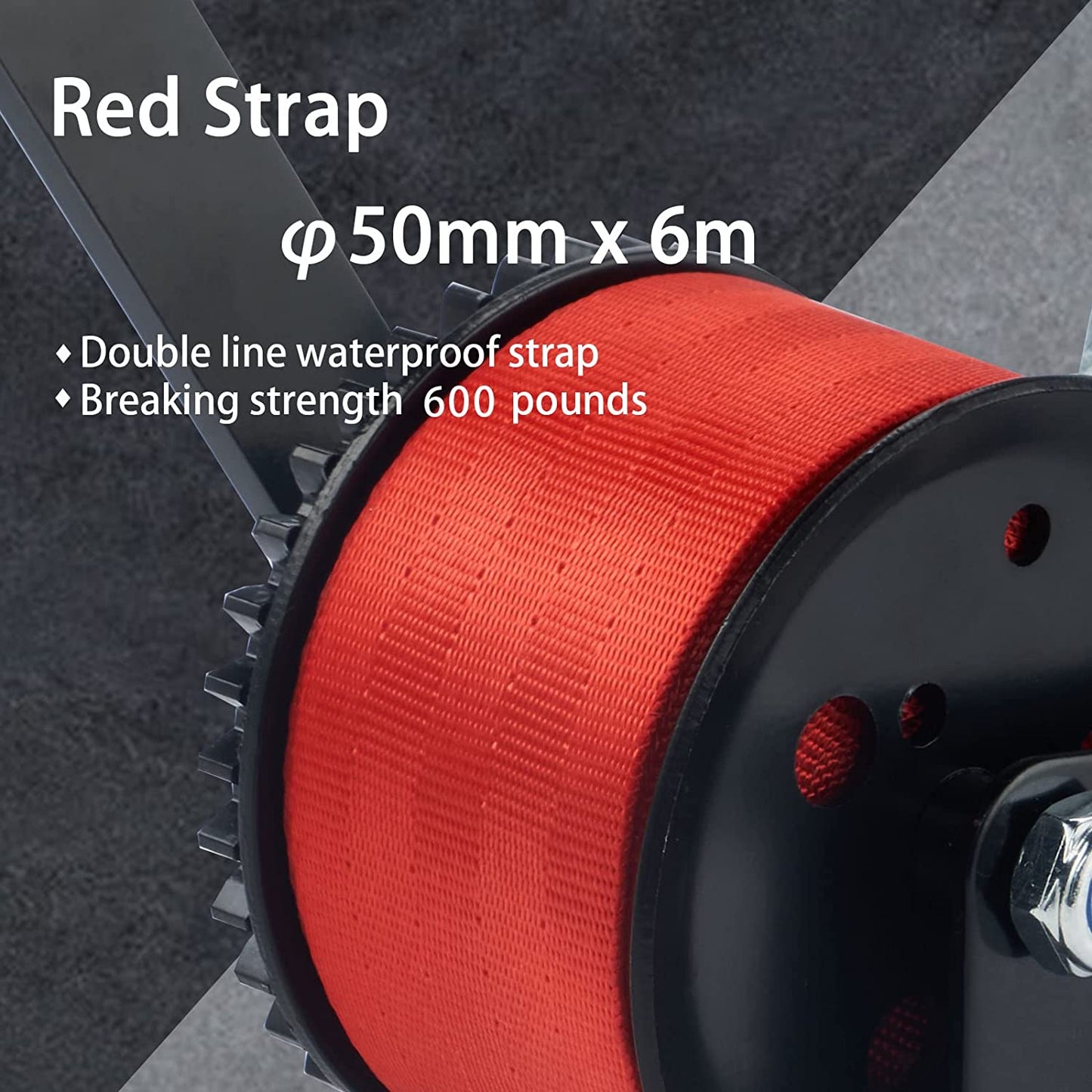 TYT 600LB Boat Trailer Winch with Red Nylon Strap, Anti-Slip Handle Crank Gear Hand Winch, Portable Two-Way Ratchet Forward & Backward Manual Rope Ratio 3.2:1 Winch for ATV Jet Ski Trailer Small Winch - TYT4WD