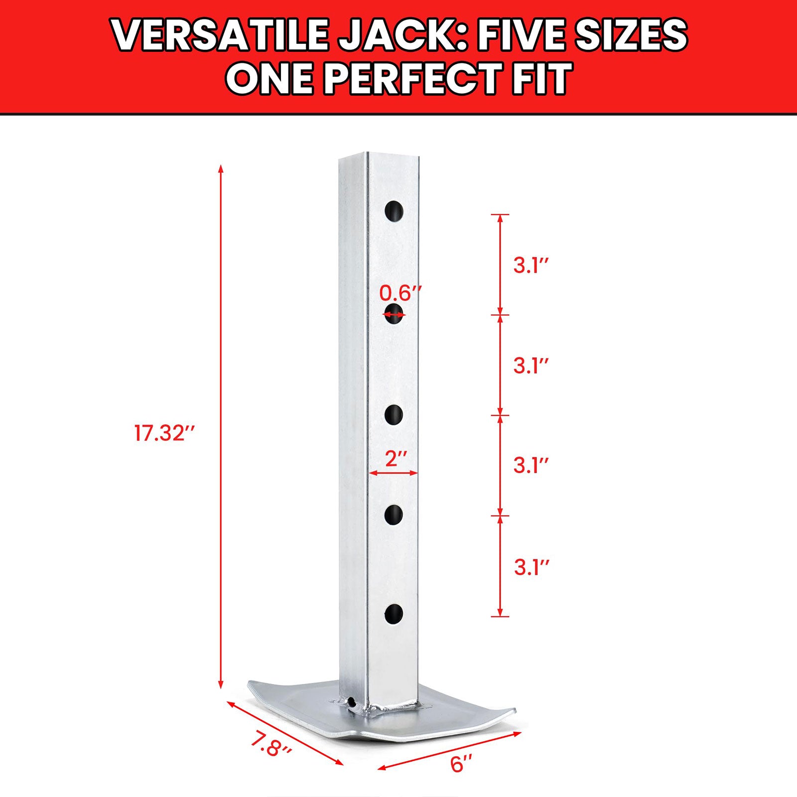 TYT 8000 lb Trailer Jack - Heavy-Duty Square Direct Weld RV Jack with 15" Vertical Travel, 13" Drop Leg, Side Wind Handle, Foot Plate, and Corrosion-Resistant Finish - TYT4WD