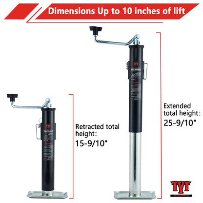 TYT 5000 lbs Swivel Trailer Jack - Heavy Duty Weld-On Pipe Mount, Footplate & Topwind Handle, 10 Inches of Vertical Travel, Black - TYT4WD