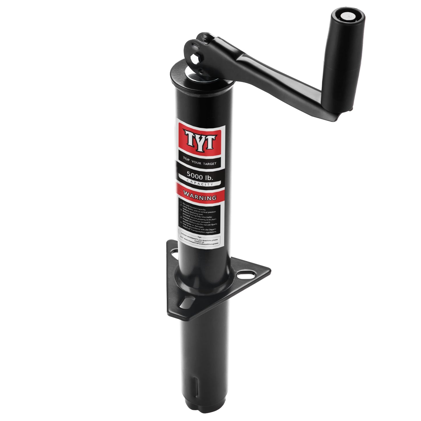 TYT Heavy Duty 5000lbs A-Frame Trailer Jack with 15" Top-Wind Vertical Travel, Black Sandblast Coating, and Foot Plate for RVs, Boat, Utility, and Camping Trailers